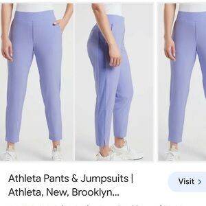 New-Athleta-10-periwinkle(purple)-Brooklyn ankle pant. Pull on, elastic waist.